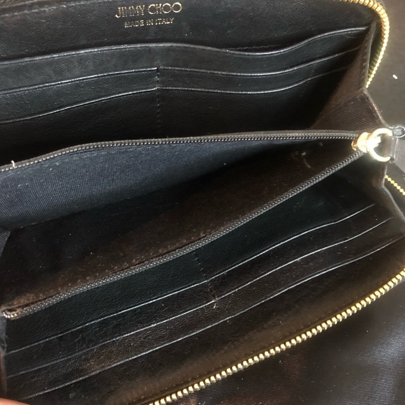 JIMMY CHOO Navy Blue Lambskin and Gold Stars Continental Zip Wallet - Picture 7 of 13